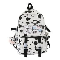 Cute Cow Printing Canvas Backpack for College & School Girl