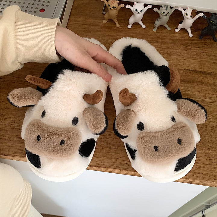 Cute Cow Fluffy Slippers For Children