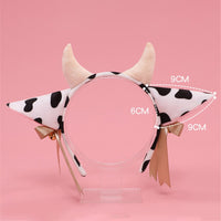 1 Pcs Cartoon Plush Cow Ears Headband with Ribbon