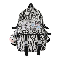 Cute Cow Printing Canvas Backpack for College & School Girl