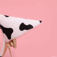 1 Pcs Cartoon Plush Cow Ears Headband with Ribbon