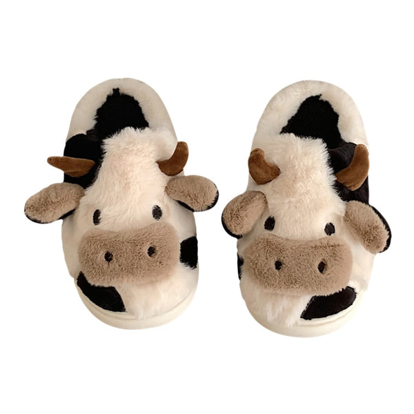 Cute Cow Fluffy Slippers For Children