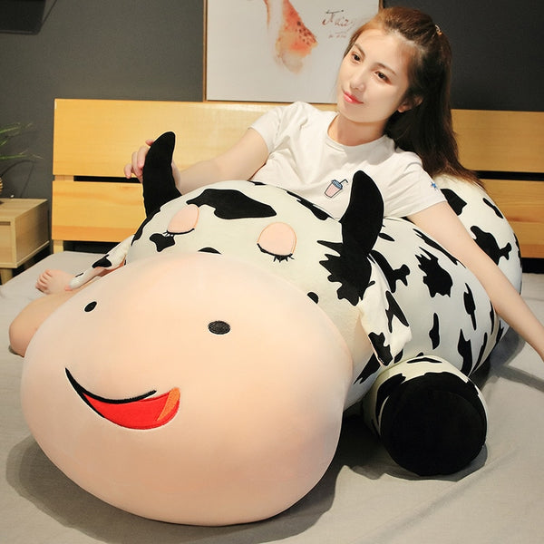 80-120cm Giant Size Lying Cow Soft Plush Sleep Pillow