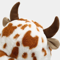 Plush Hats Warm Basin Bucket Hat Milk Cow Pattern Kawaii Horn Ears