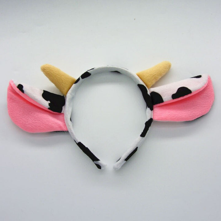 Adults Kids Plush Boy Animal Milk Cow Cattle Headband Bow Tie Tail