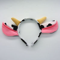 Adults Kids Plush Boy Animal Milk Cow Cattle Headband Bow Tie Tail