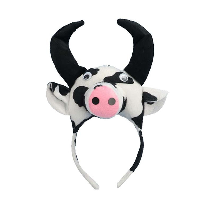 Adults Kids Plush Boy Animal Milk Cow Cattle Headband Bow Tie Tail