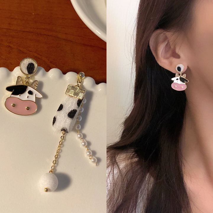 Cute Cow Drop Earring